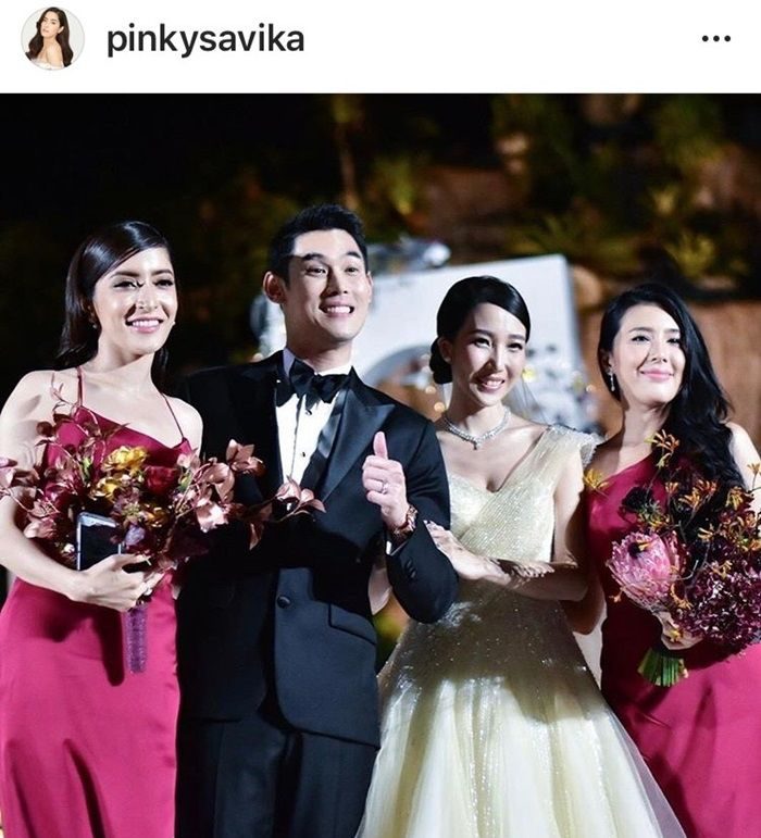 พิ้งค์กี้ สาวิกา - บี มาติกา ได้ช่อดอกไม้งานแต่ง กันต์-พลอย