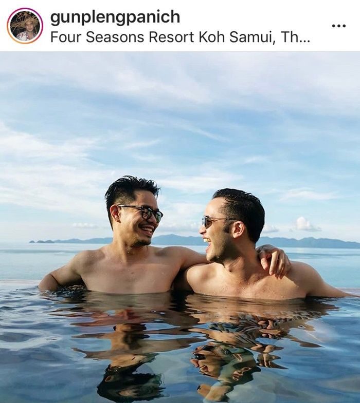 กัน สิทธิโชค เปล่งพานิช (ขวา) และแฟนหนุ่ม