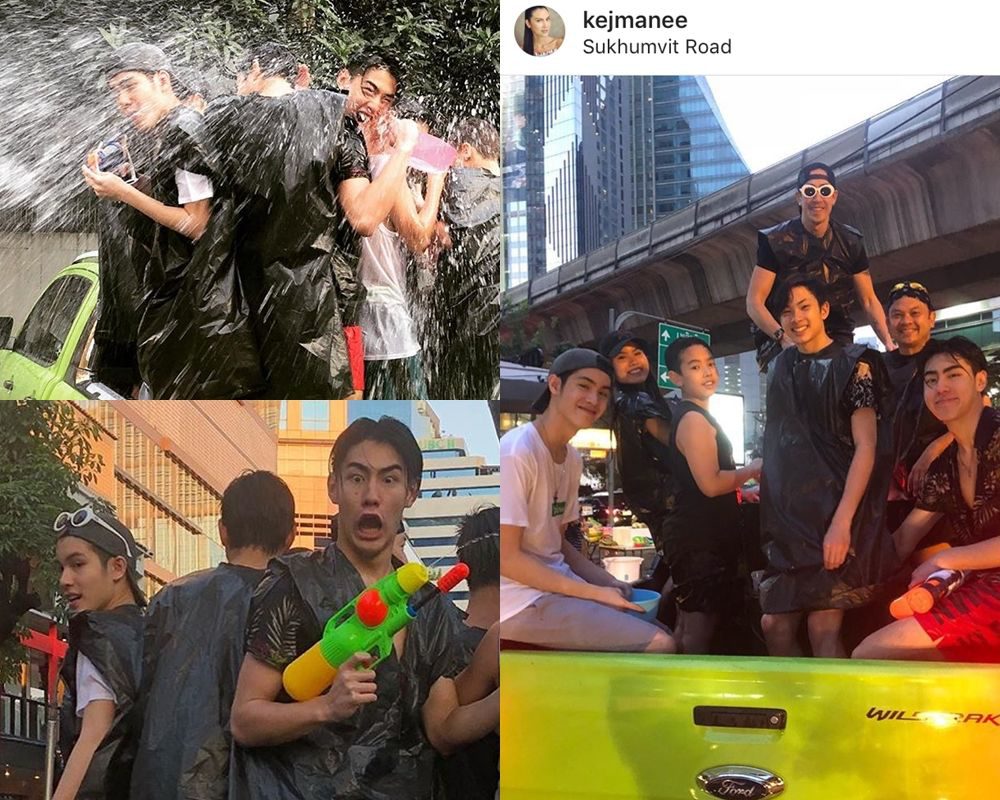 พ่อเจ-แม่ปิ่น-เจ้านาย-เจ้าขุน เล่นน้ำท้ายรถกระบะย่านสุขุมวิท